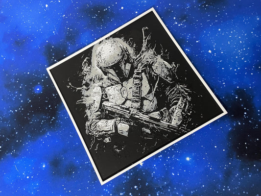 Placa decorativa “The Mandalorian - Hueforge / 3D / cine / collage / decoración