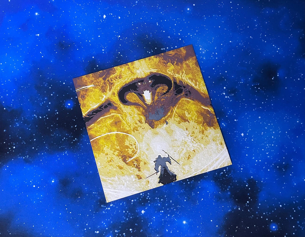 Placa decorativa Gandalf & Balrog - Hueforge / 3D / cine / collage / decoración – Pieza decorativa impresa en 3D