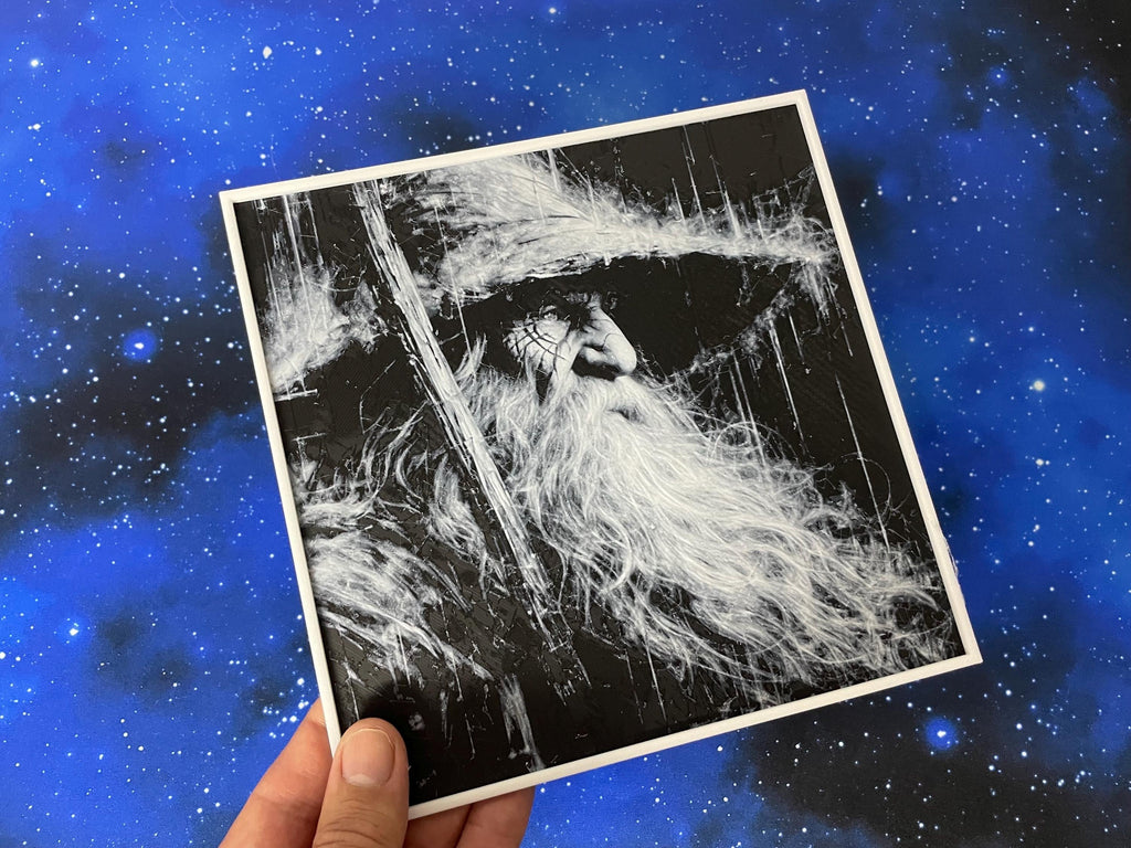 Placa decorativa Gandalf el Gris - Hueforge / 3D / cine / collage / decoración – Pieza decorativa impresa en 3D