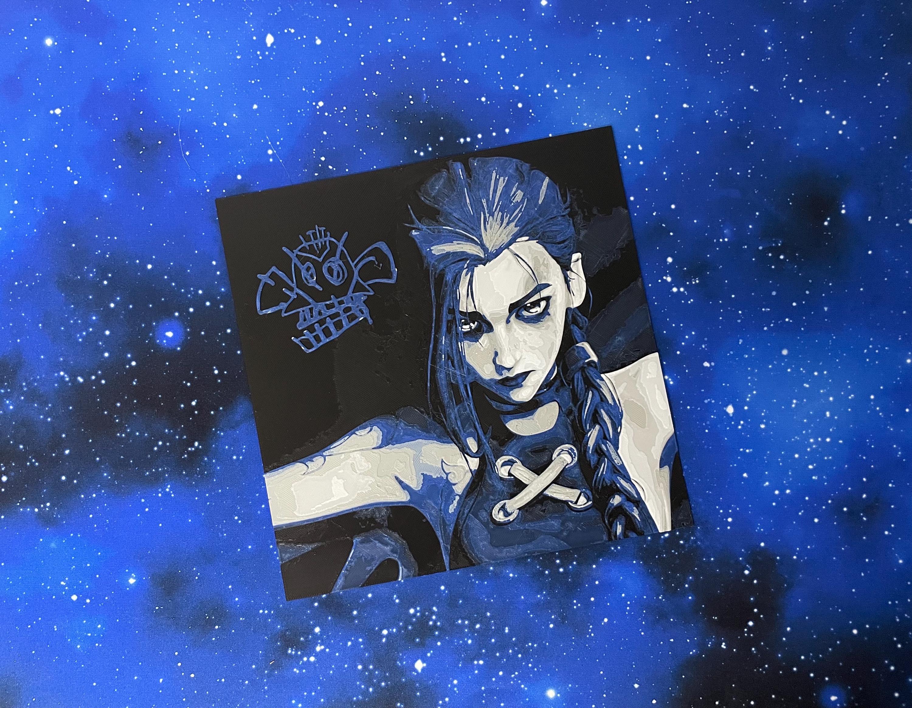 Placa decorativa Jinx (Arcane) - Hueforge / 3D / cine / collage / decoración – Pieza decorativa impresa en 3D