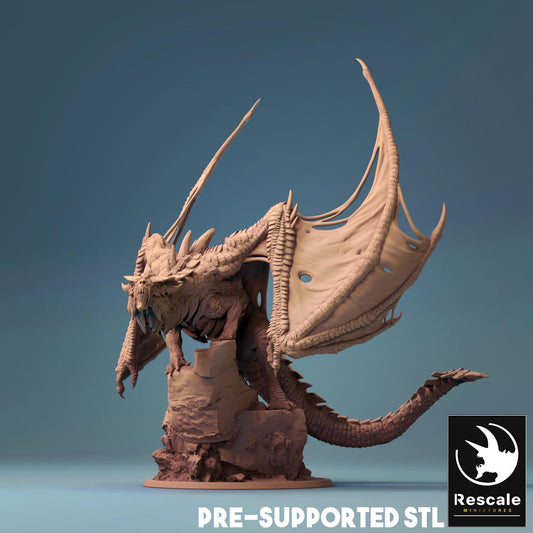 Dragón Magma Adulto - Impreso en 3D / Fantasía / El Señor de los Anillos / Dragones y Mazmorras / Pathfinder / DND / Miniatura / Rol