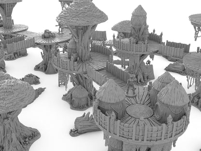 Poblado EWOK en la LUNA de ENDOR compatible con Star Wars Legión / Shatterpoint / Imperial Assault Imperial Terrain / Mesa Completa