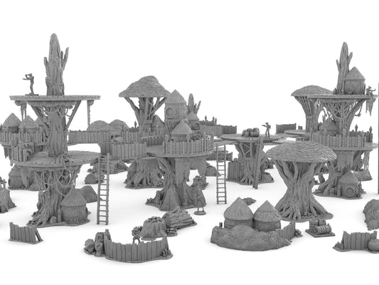 Poblado EWOK en la LUNA de ENDOR compatible con Star Wars Legión / Shatterpoint / Imperial Assault Imperial Terrain / Mesa Completa