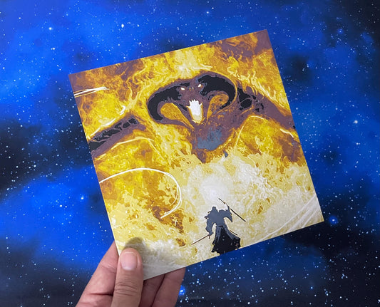 Placa decorativa “Gandalf & Balrog - Hueforge / 3D / cine / collage / decoración