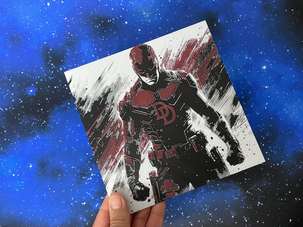 Placa decorativa Daredevil - Hueforge / 3D / cine / collage / decoración – Pieza decorativa impresa en 3D