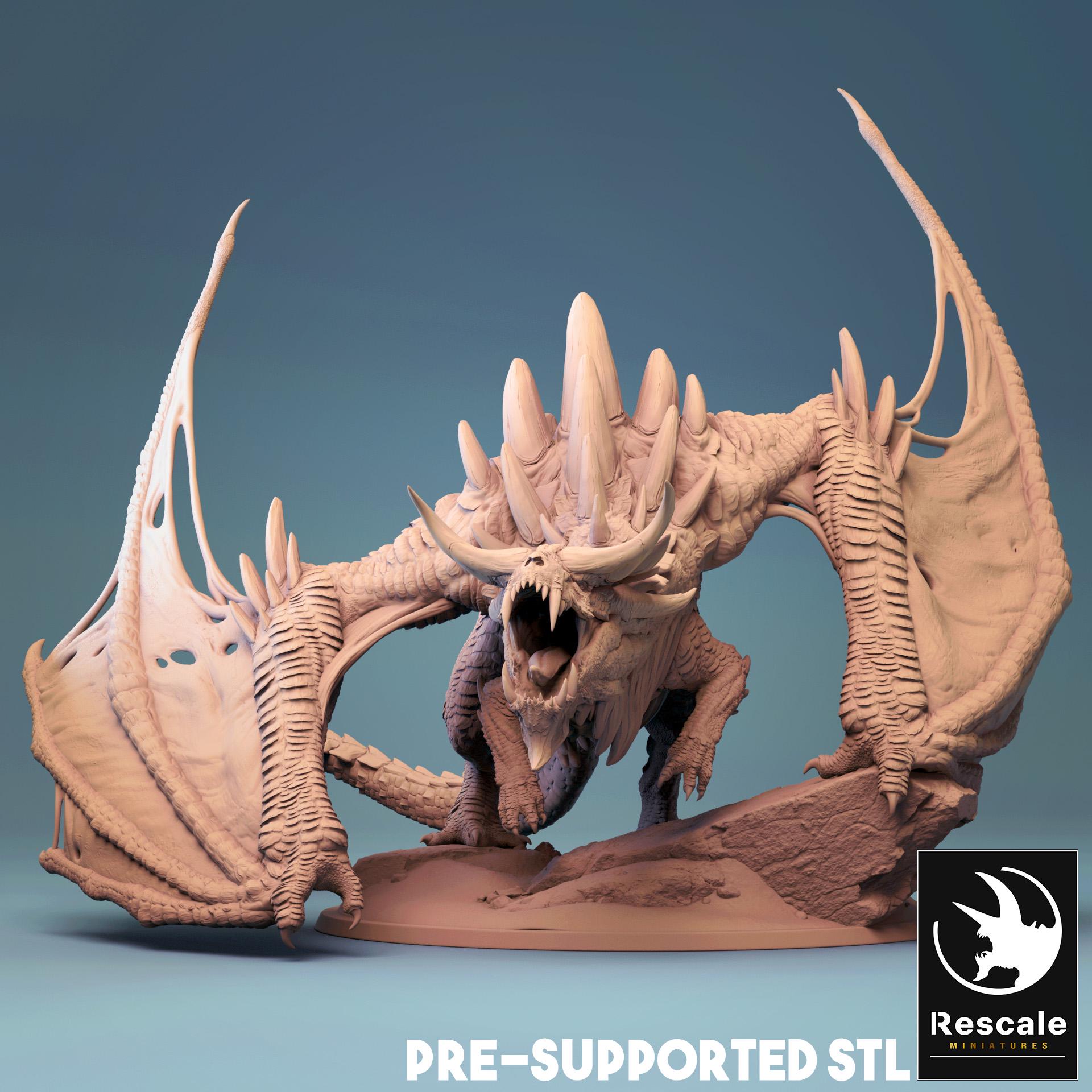 Ancient Magma Dragon - Resin Miniature for D&D, 32mm