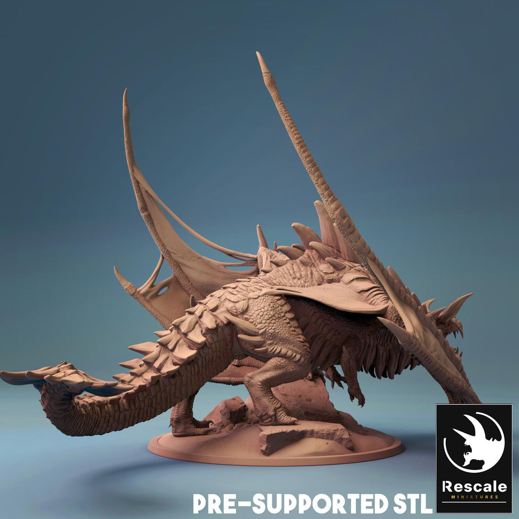 Ancient Magma Dragon - Resin Miniature for D&D, 32mm