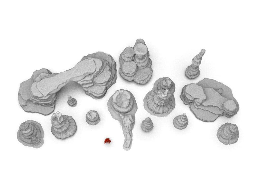 Conjunto de Rocas Geonosis – Escenografía compatible con Star Wars: Legion y Shatterpoint