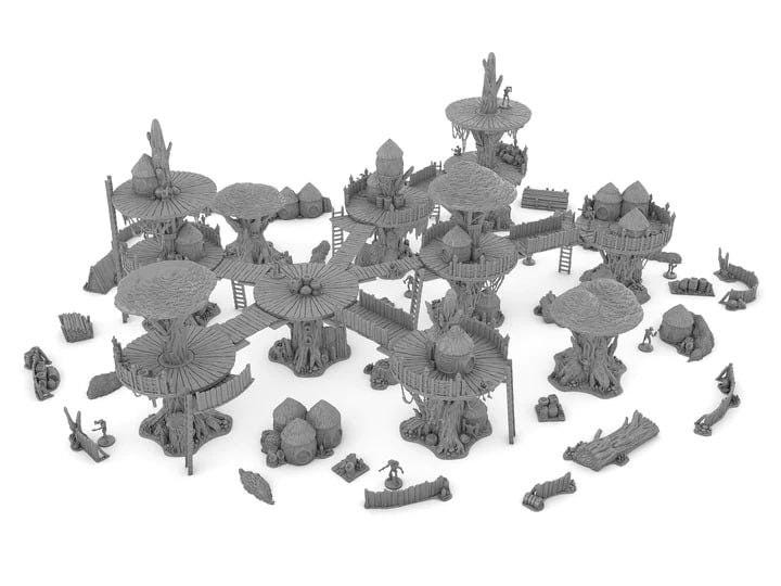 Poblado EWOK en la LUNA de ENDOR compatible con Star Wars Legión / Shatterpoint / Imperial Assault Imperial Terrain / Mesa Completa
