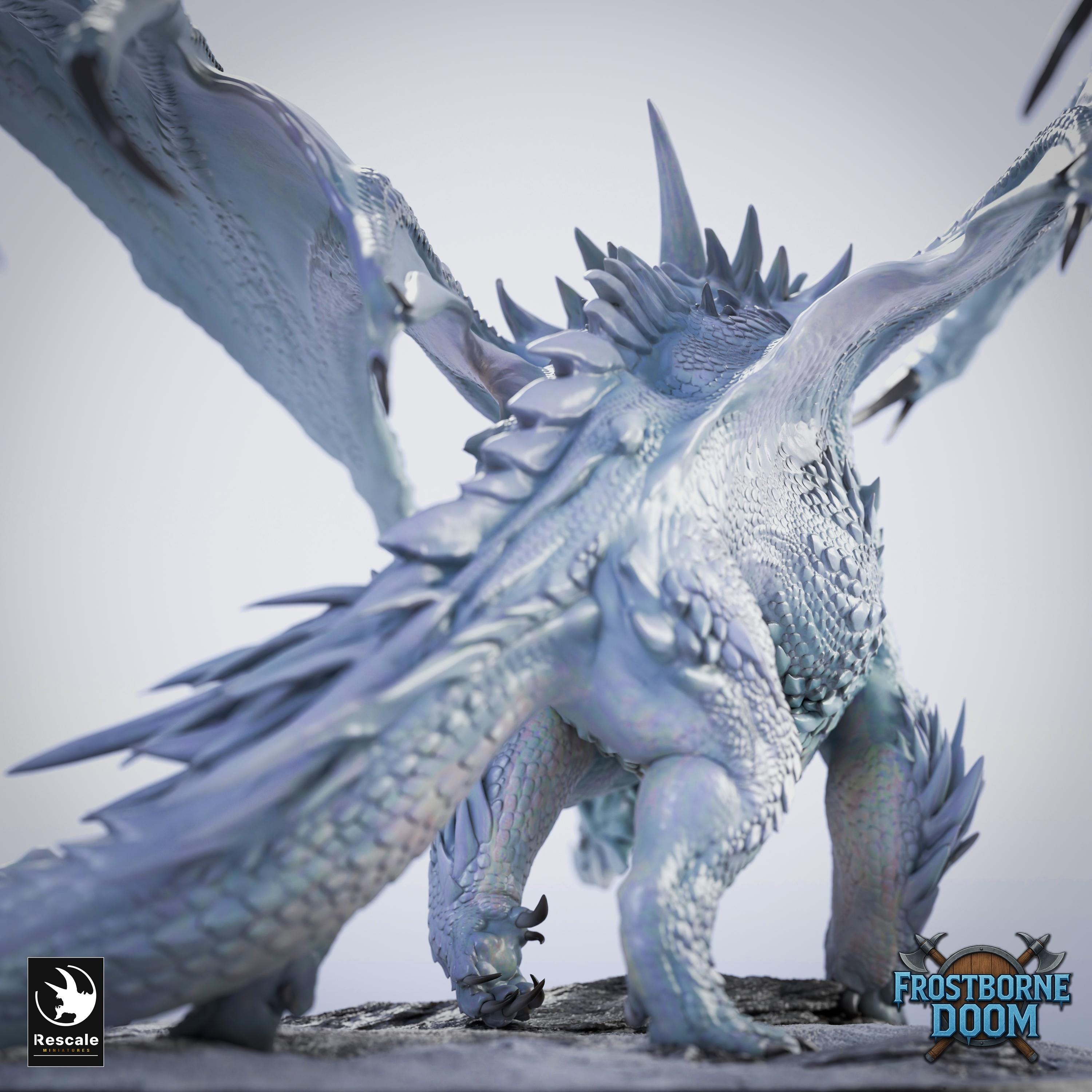 Dragón Blanco Legendario – Miniatura de resina para D&D, 32 mm