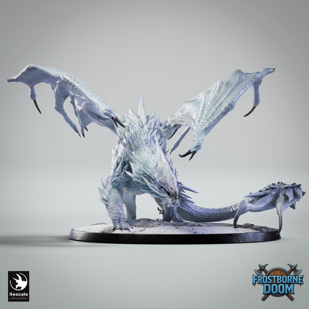 Dragón Blanco Legendario – Miniatura de resina para D&D, 32 mm
