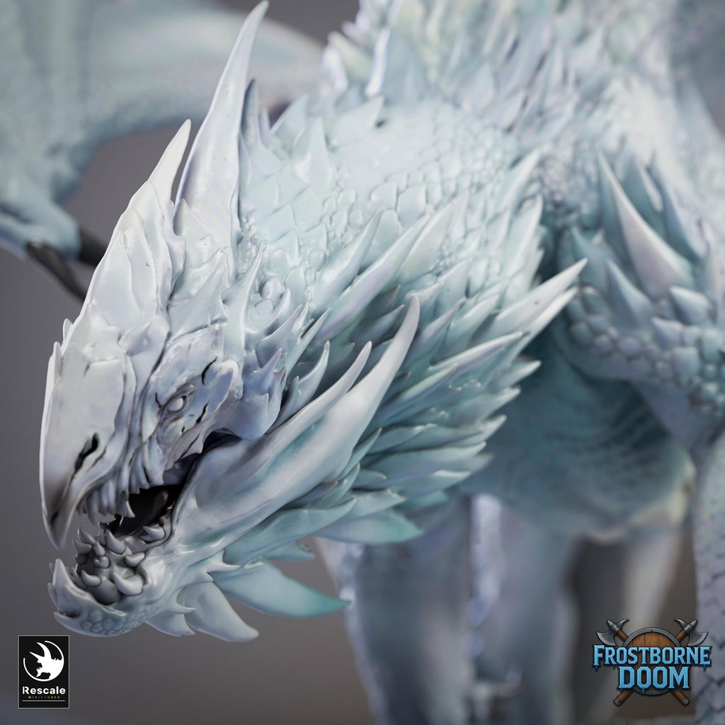 Dragón Blanco Legendario – Miniatura de resina para D&D, 32 mm