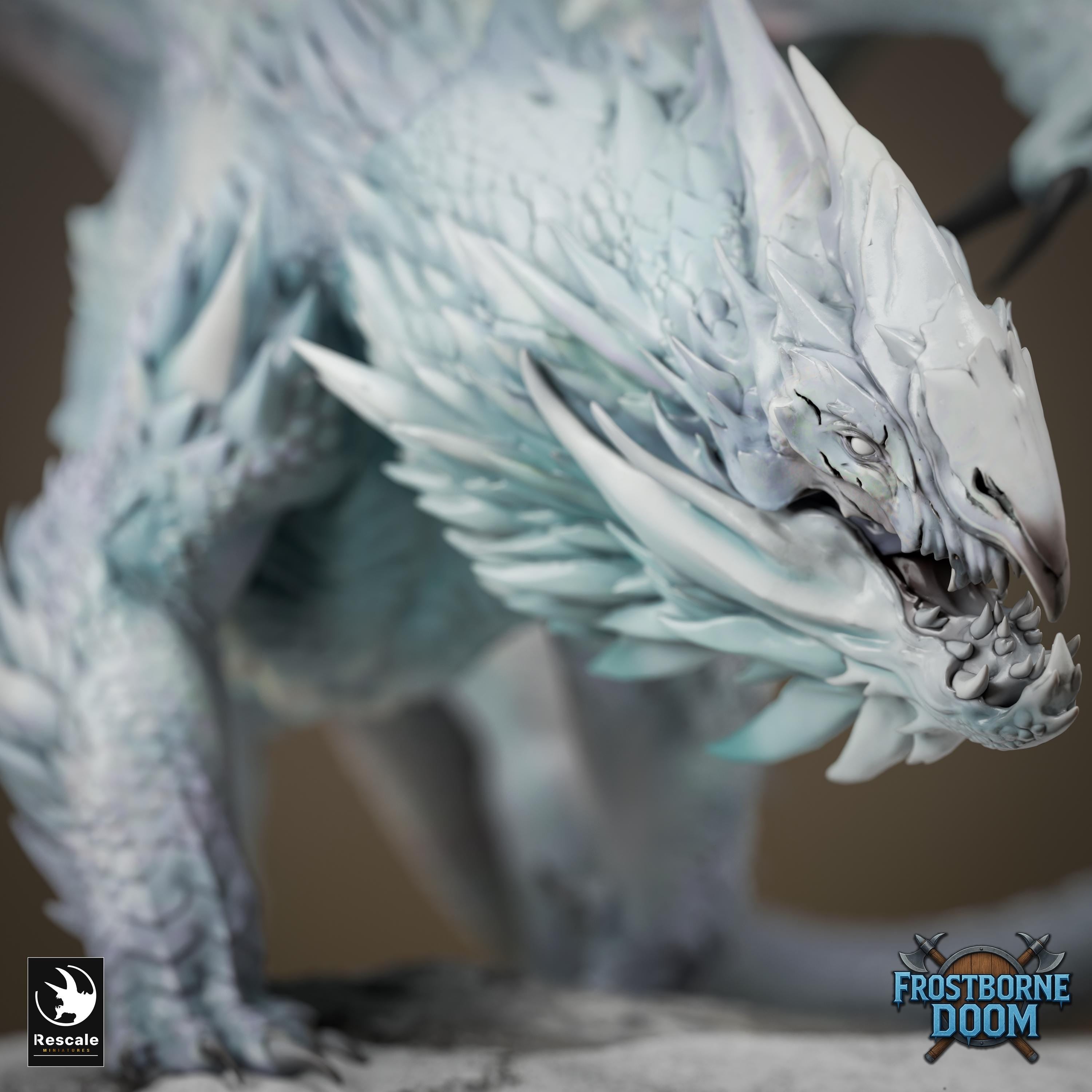 Dragón Blanco Legendario – Miniatura de resina para D&D, 32 mm