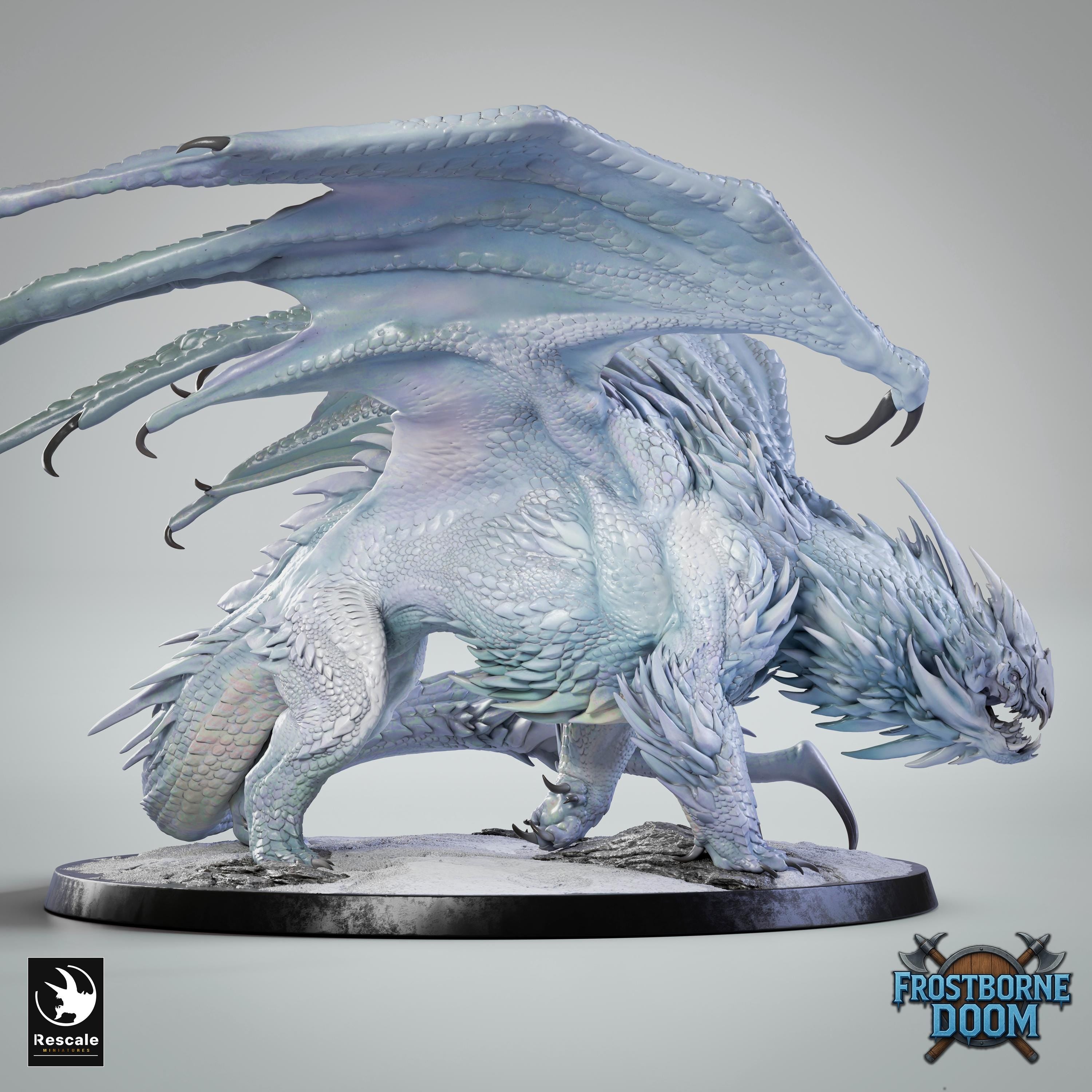 Dragón Blanco Legendario – Miniatura de resina para D&D, 32 mm