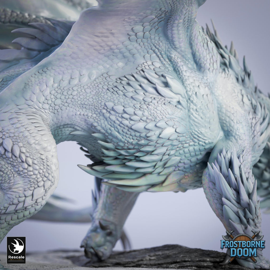 Dragón Blanco Legendario – Miniatura de resina para D&D, 32 mm