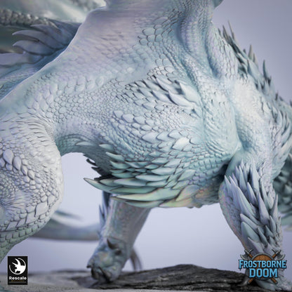 Dragón Blanco Legendario - Impreso en 3D / Fantasía / El Señor de los Anillos / Dragones y Mazmorras / Pathfinder / DND / Miniatura