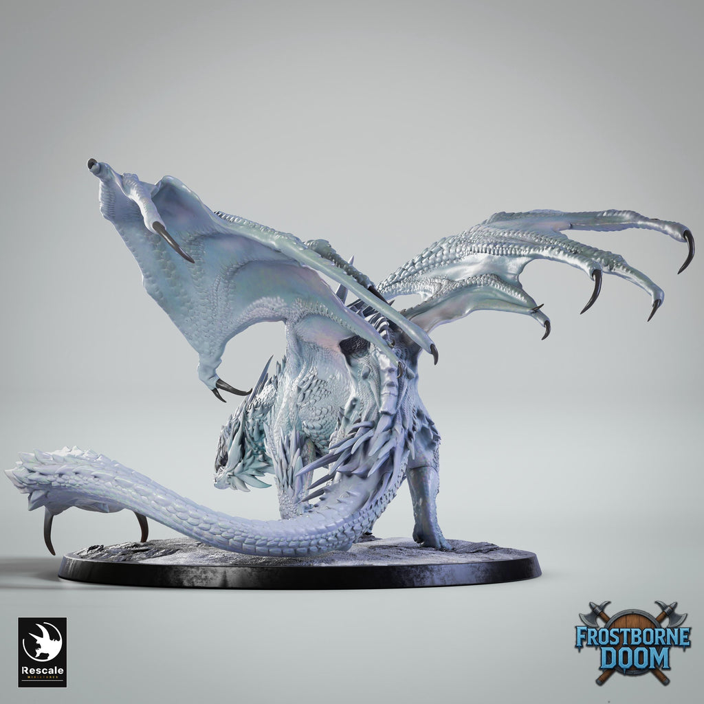 Dragón Blanco Legendario – Miniatura de resina para D&D, 32 mm