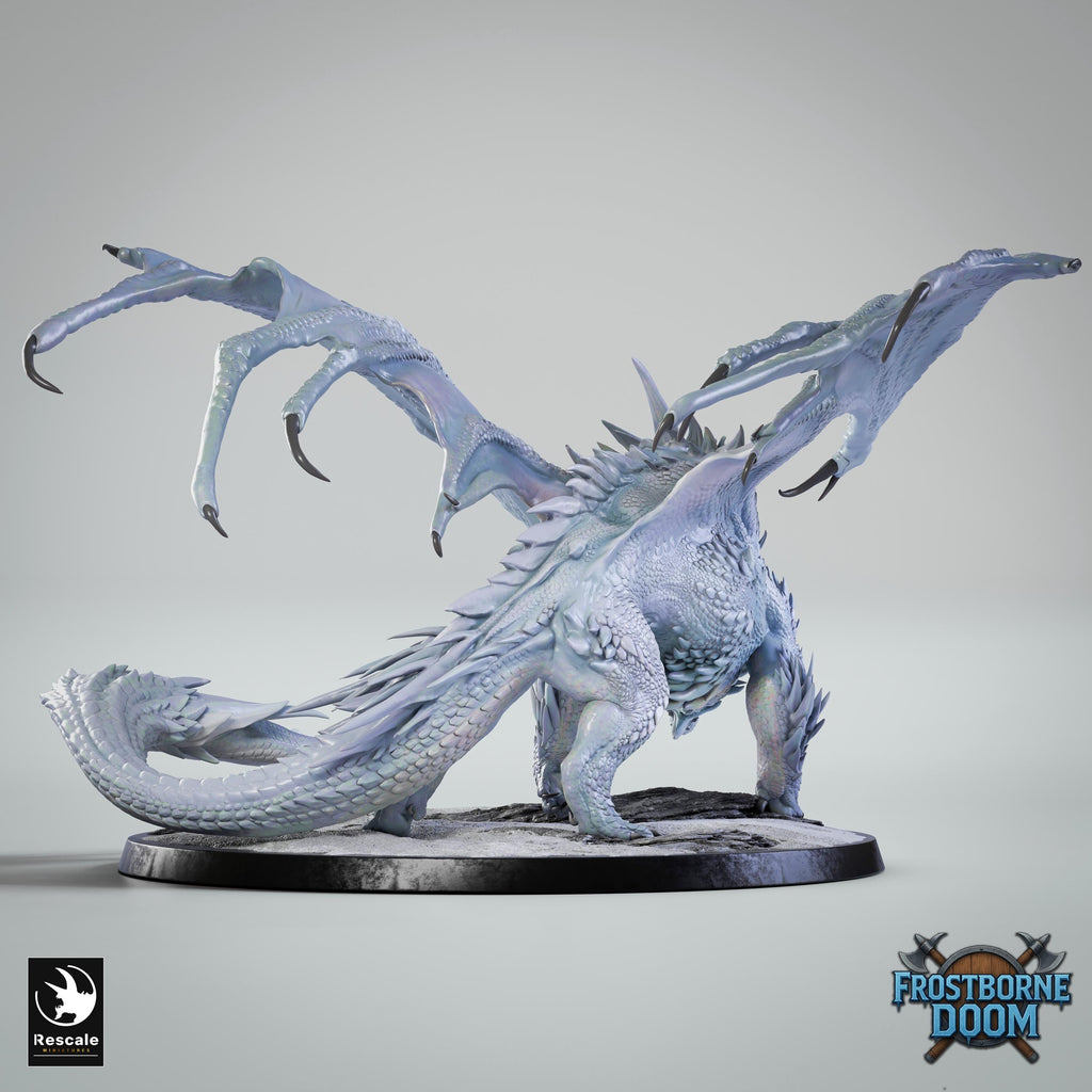 Dragón Blanco Legendario – Miniatura de resina para D&D, 32 mm