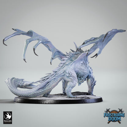 Dragón Blanco Legendario - Impreso en 3D / Fantasía / El Señor de los Anillos / Dragones y Mazmorras / Pathfinder / DND / Miniatura