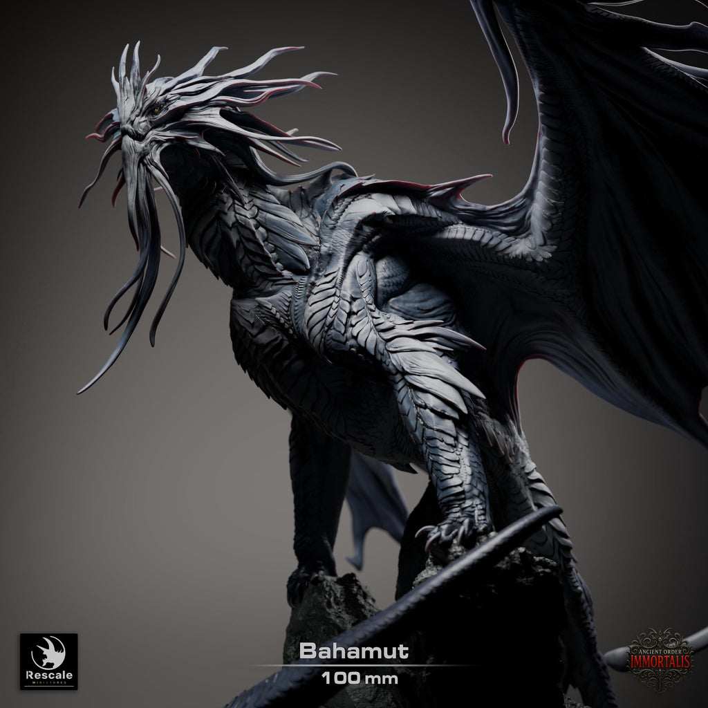 Dragón Bahamut Legendario – Miniatura de resina para D&D, 32 mm