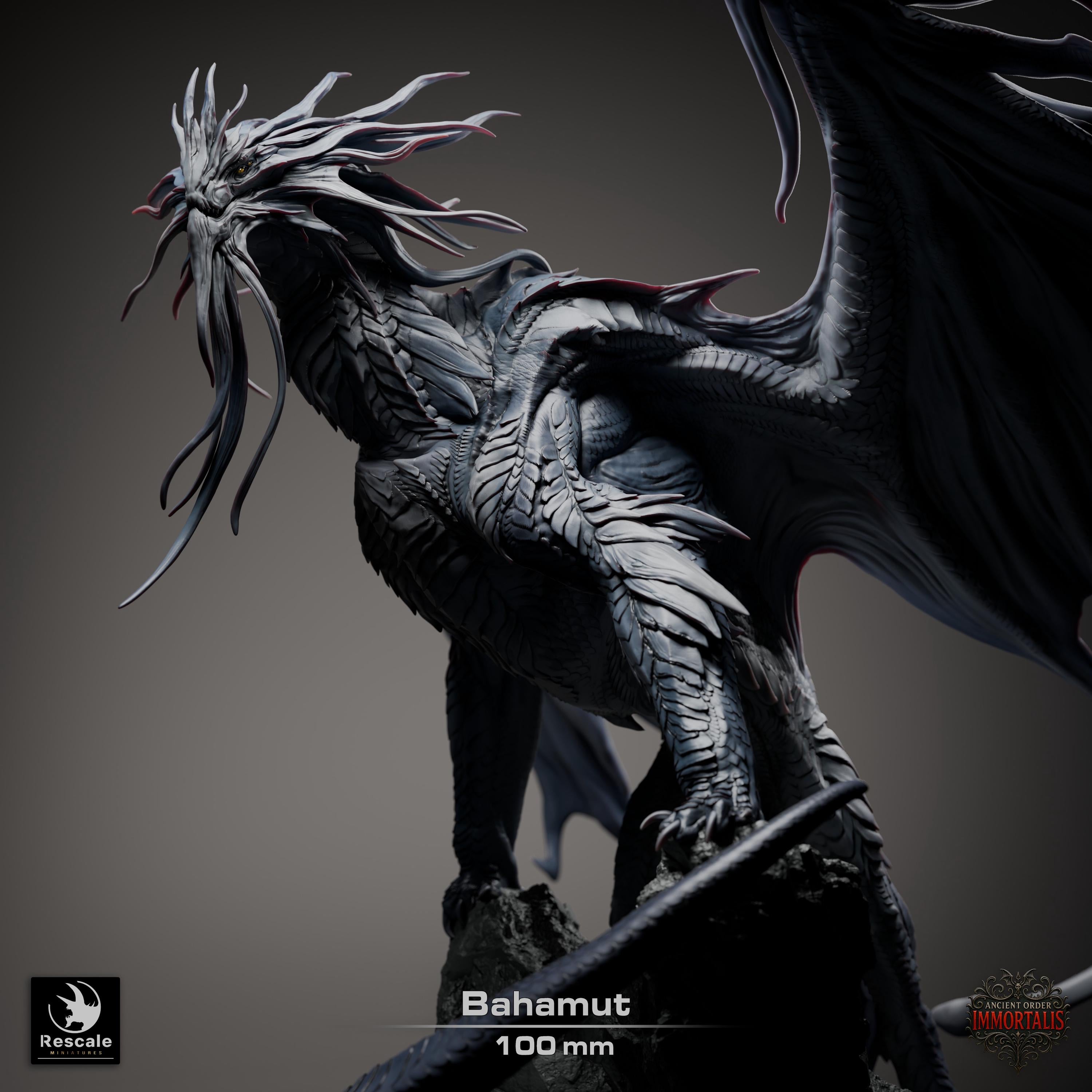 Dragón Bahamut Legendario – Miniatura de resina para D&D, 32 mm