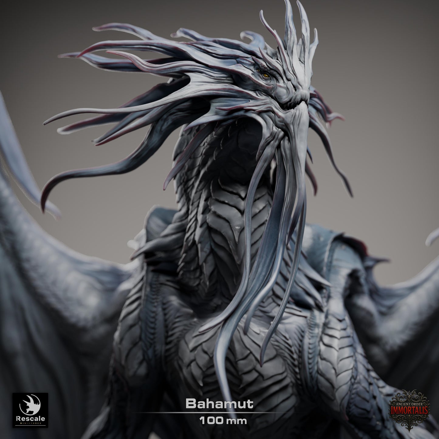 Dragon Bahamut Legendario - Impreso en 3D / Fantasía / El Señor de los Anillos / Dragones y Mazmorras / Pathfinder / DND / Miniatura