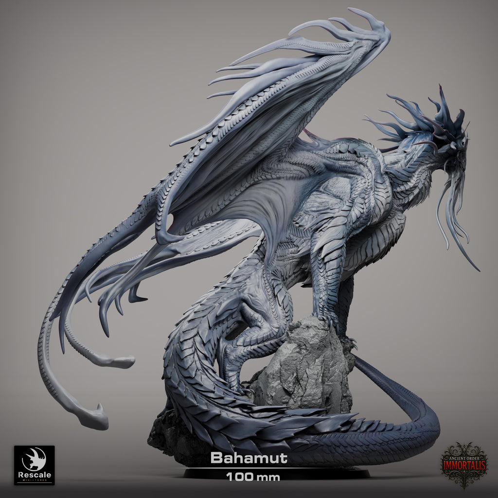 Dragón Bahamut Legendario – Miniatura de resina para D&D, 32 mm