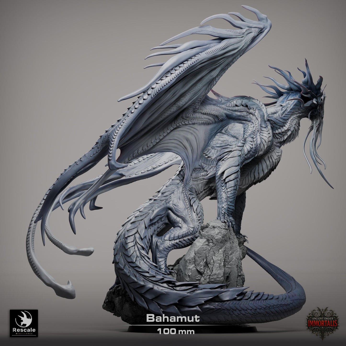 Dragon Bahamut Legendario - Impreso en 3D / Fantasía / El Señor de los Anillos / Dragones y Mazmorras / Pathfinder / DND / Miniatura