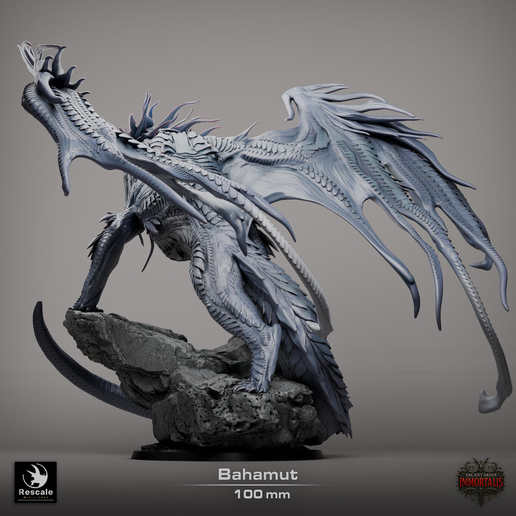 Dragón Bahamut Legendario – Miniatura de resina para D&D, 32 mm