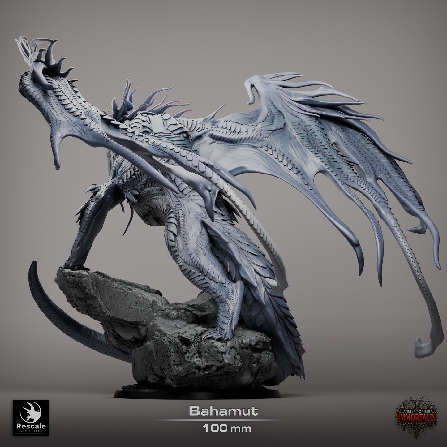 Dragon Bahamut Legendario - Impreso en 3D / Fantasía / El Señor de los Anillos / Dragones y Mazmorras / Pathfinder / DND / Miniatura