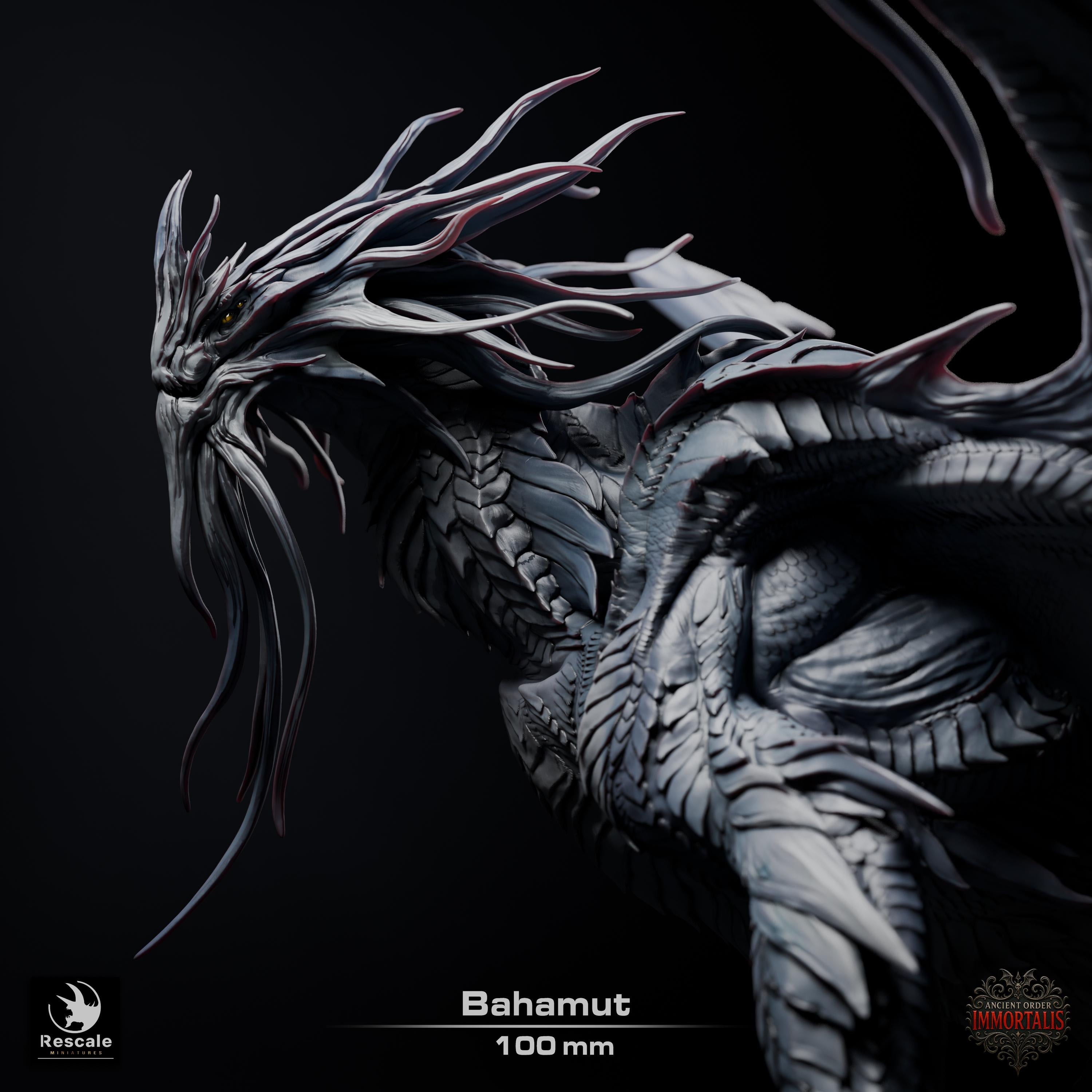 Dragón Bahamut Legendario – Miniatura de resina para D&D, 32 mm