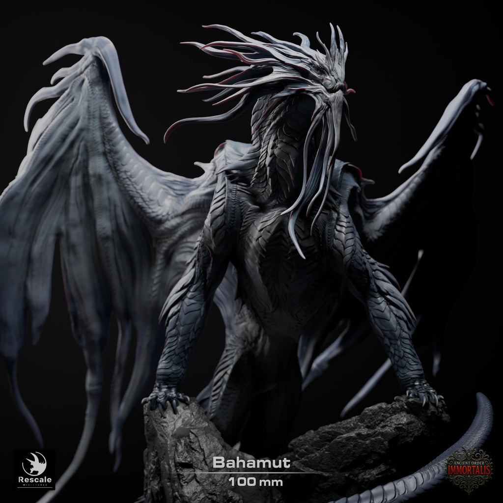 Dragón Bahamut Legendario – Miniatura de resina para D&D, 32 mm