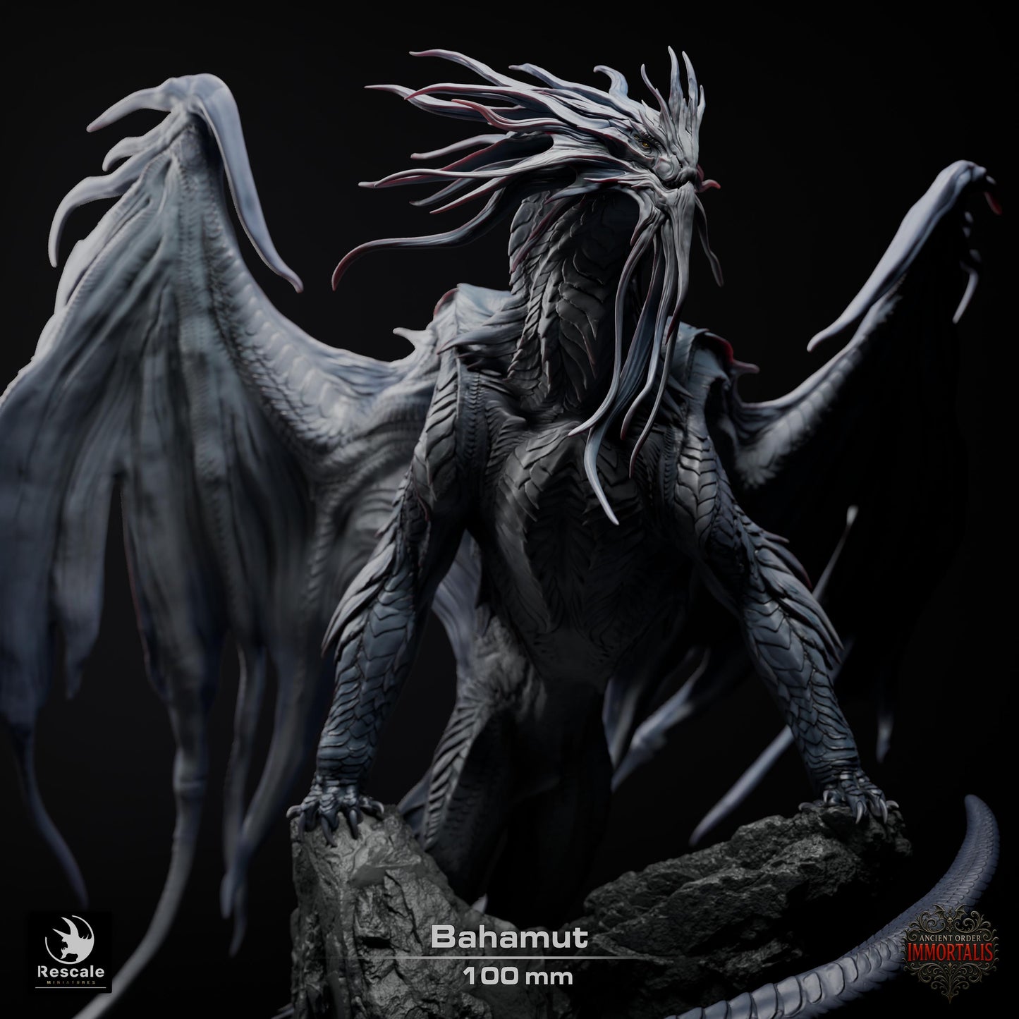 Dragon Bahamut Legendario - Impreso en 3D / Fantasía / El Señor de los Anillos / Dragones y Mazmorras / Pathfinder / DND / Miniatura