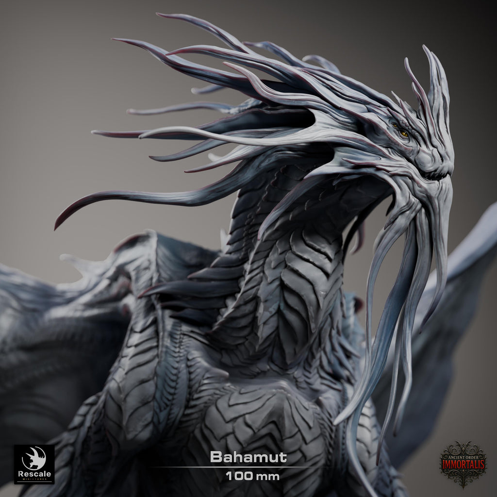 Dragón Bahamut Legendario – Miniatura de resina para D&D, 32 mm