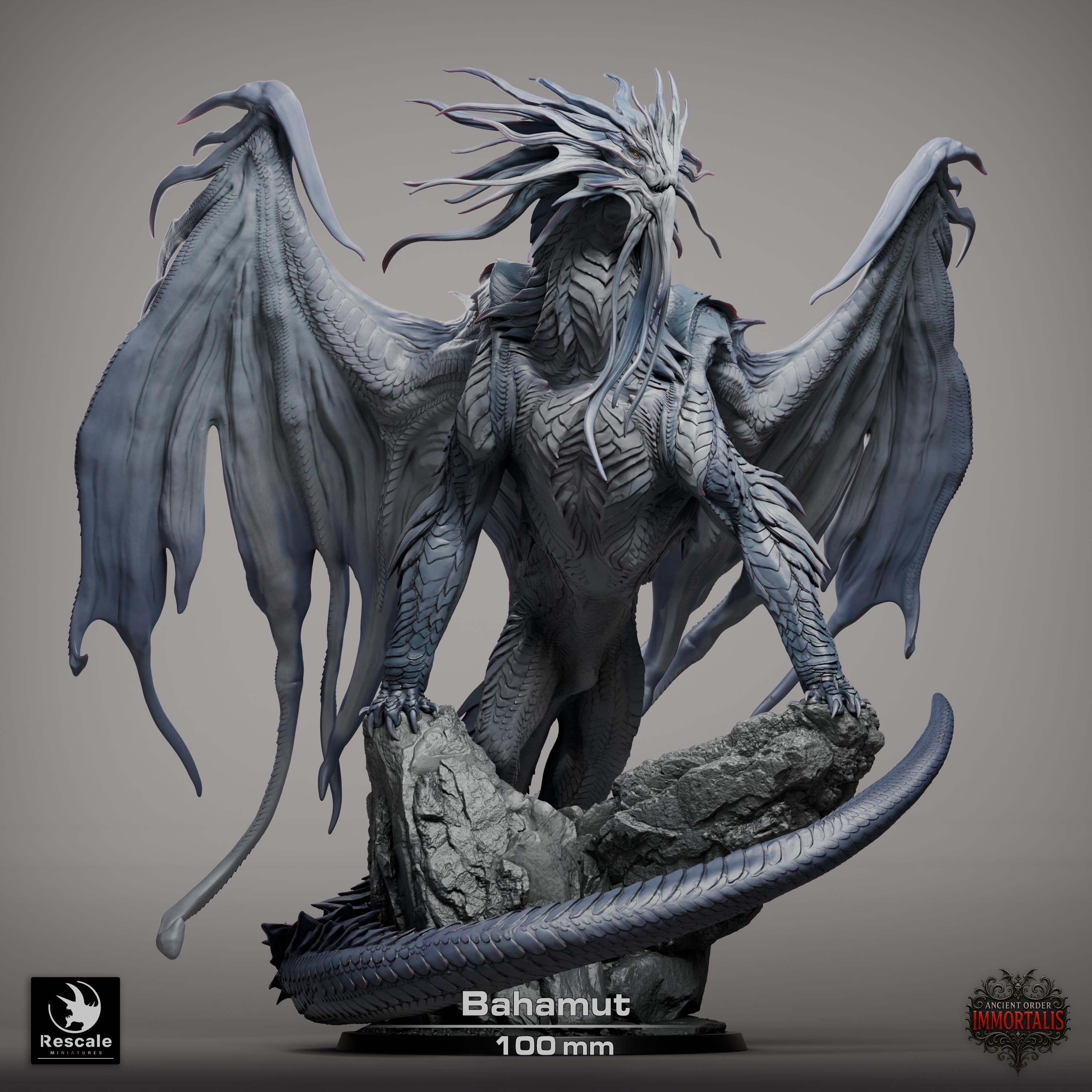 Dragón Bahamut Legendario – Miniatura de resina para D&D, 32 mm