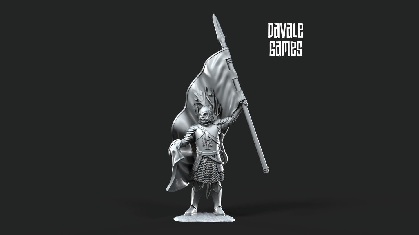 Soldado Abanderado Gondor - Tierra Media / LOTR / El Señor de los Anillos / Dragones y Mazmorras / Pathfinder / DND / Miniatura