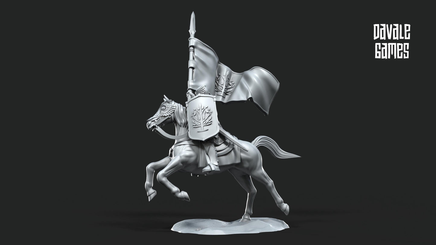 Caballero Abanderado Gondor - Tierra Media / LOTR / El Señor de los Anillos / Dragones y Mazmorras / Pathfinder / DND / Miniatura
