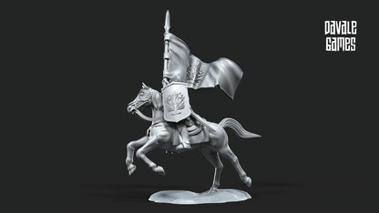 Caballero Abanderado Gondor - Tierra Media / LOTR / El Señor de los Anillos / Dragones y Mazmorras / Pathfinder / DND / Miniatura