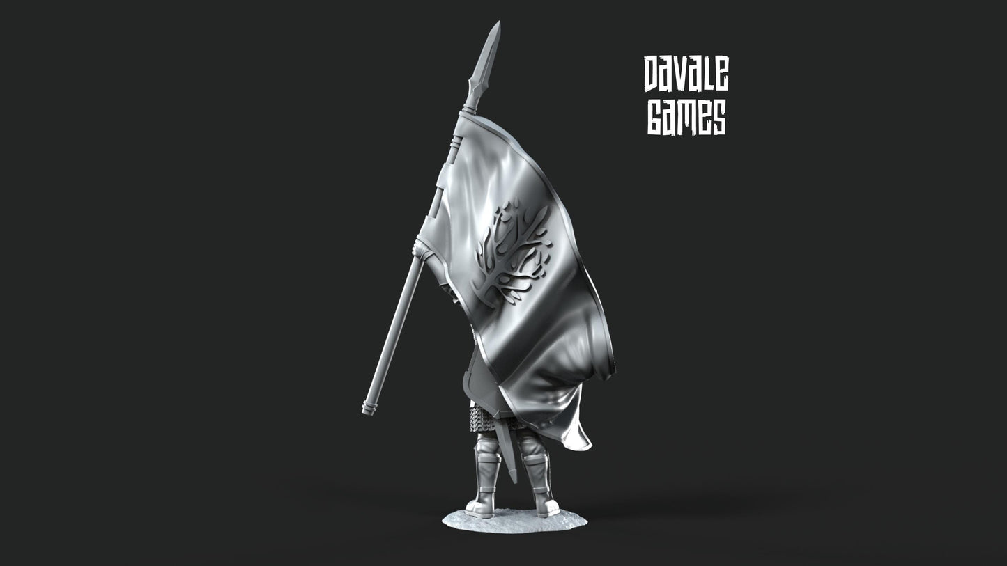 Soldado Abanderado Gondor - Tierra Media / LOTR / El Señor de los Anillos / Dragones y Mazmorras / Pathfinder / DND / Miniatura