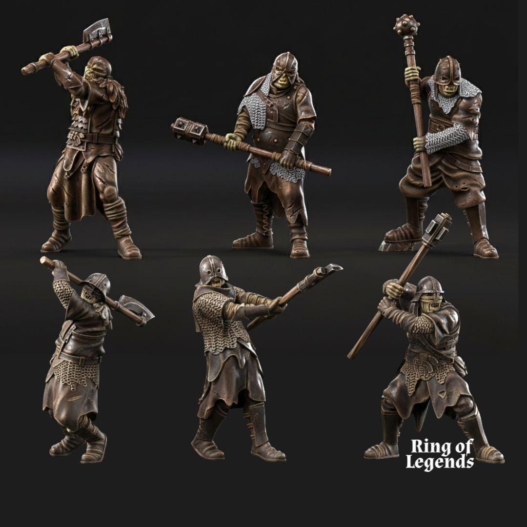 Morlok Orcos con armas a dos manos - Mordor / Sauron / Tierra Media / esdla / El Señor de los Anillos / Dragones y Mazmorras / Pathfinder / DND