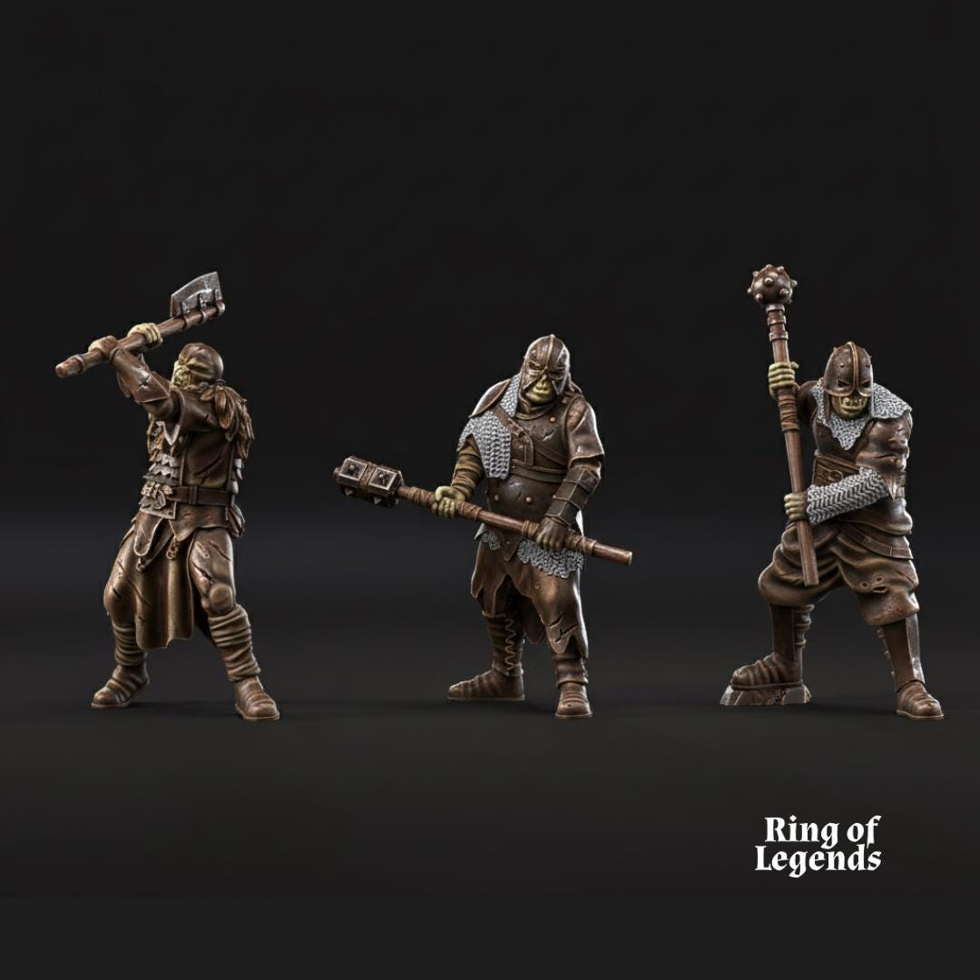 Morlok Orcos con armas a dos manos - Mordor / Sauron / Tierra Media / esdla / El Señor de los Anillos / Dragones y Mazmorras / Pathfinder / DND