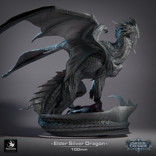 Elder Silver Dragon - 3D Printed / Fantasy / The Lord of the Rings / Dungeons & Dragons / Pathfinder / DND / Miniature