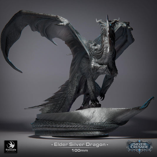 Elder Silver Dragon - 3D Printed / Fantasy / The Lord of the Rings / Dungeons & Dragons / Pathfinder / DND / Miniature