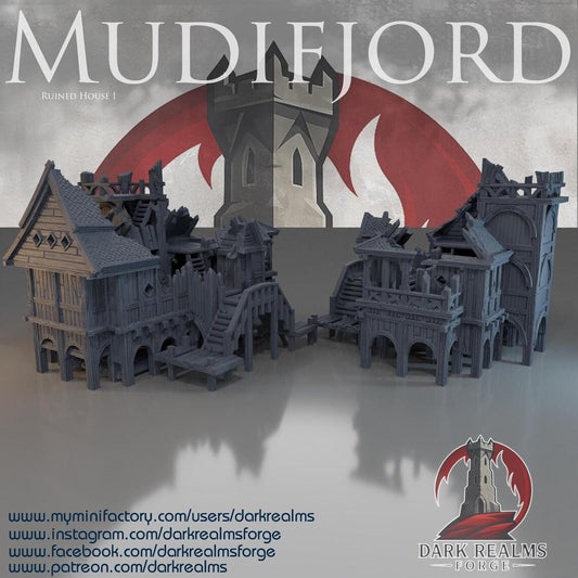 Mudifjord Ruina - Casa 1 - Wargame / Fantasía / Terreno / Paisaje / Ruinas / El Señor de los Anillos / Dragones y Mazmorras / Pathfinder
