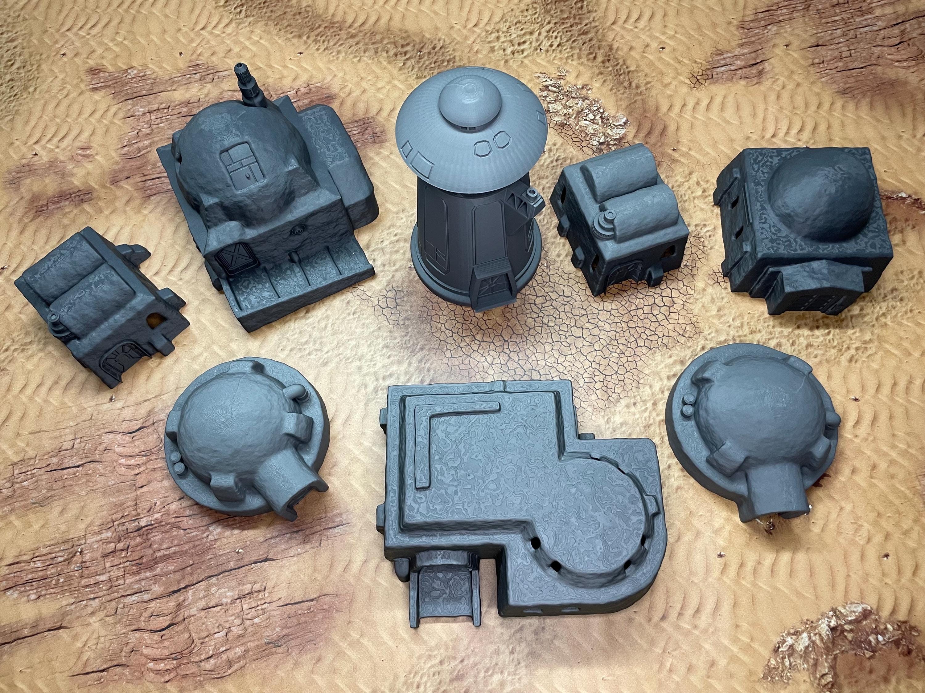 Poblado Desierto estilo TATOOINE – Escenografía compatible con Star Wars: Legion y Shatterpoint
